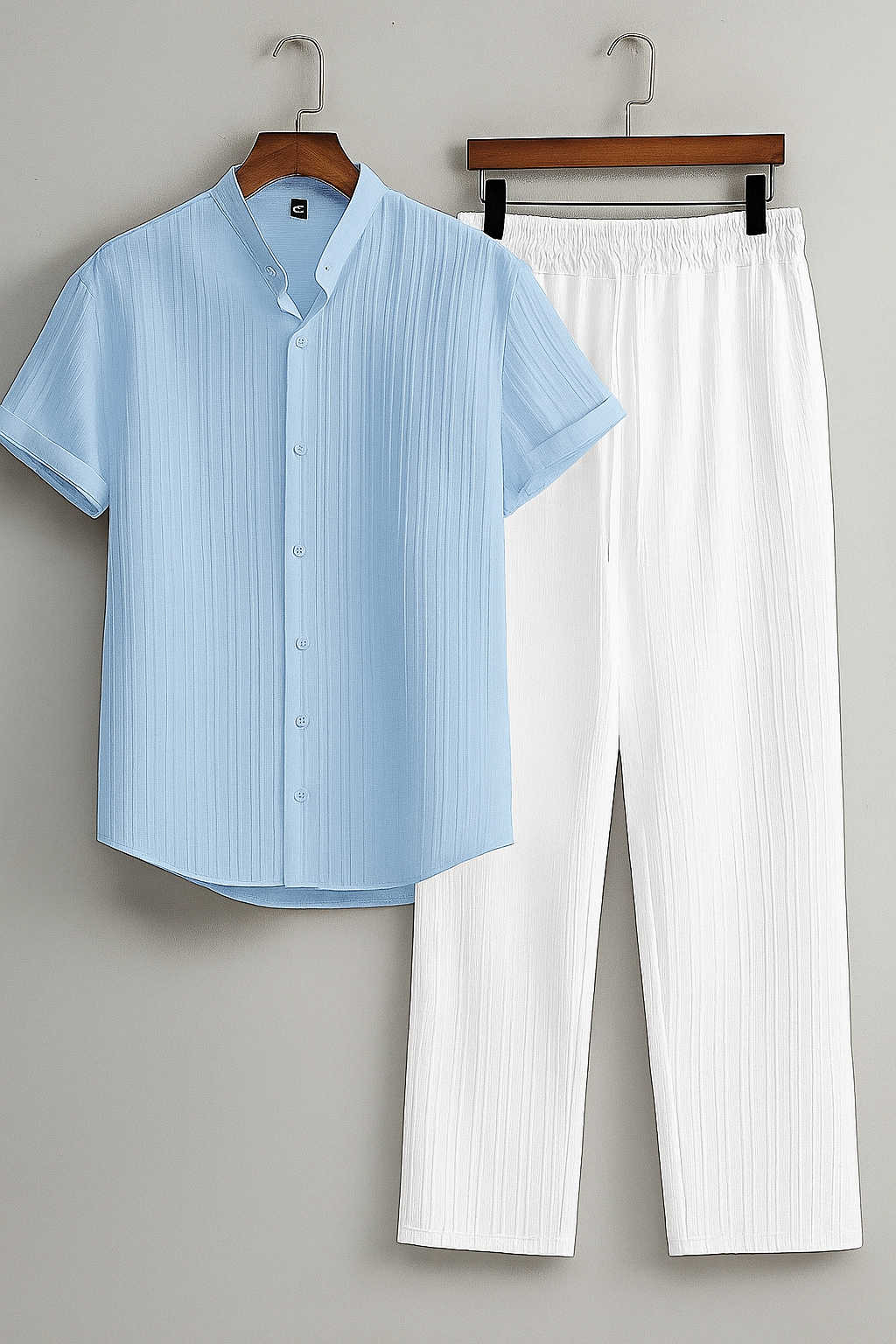 Premium Sky Blue shirt & White track Pent Co-ords set For Man -Lafabrila