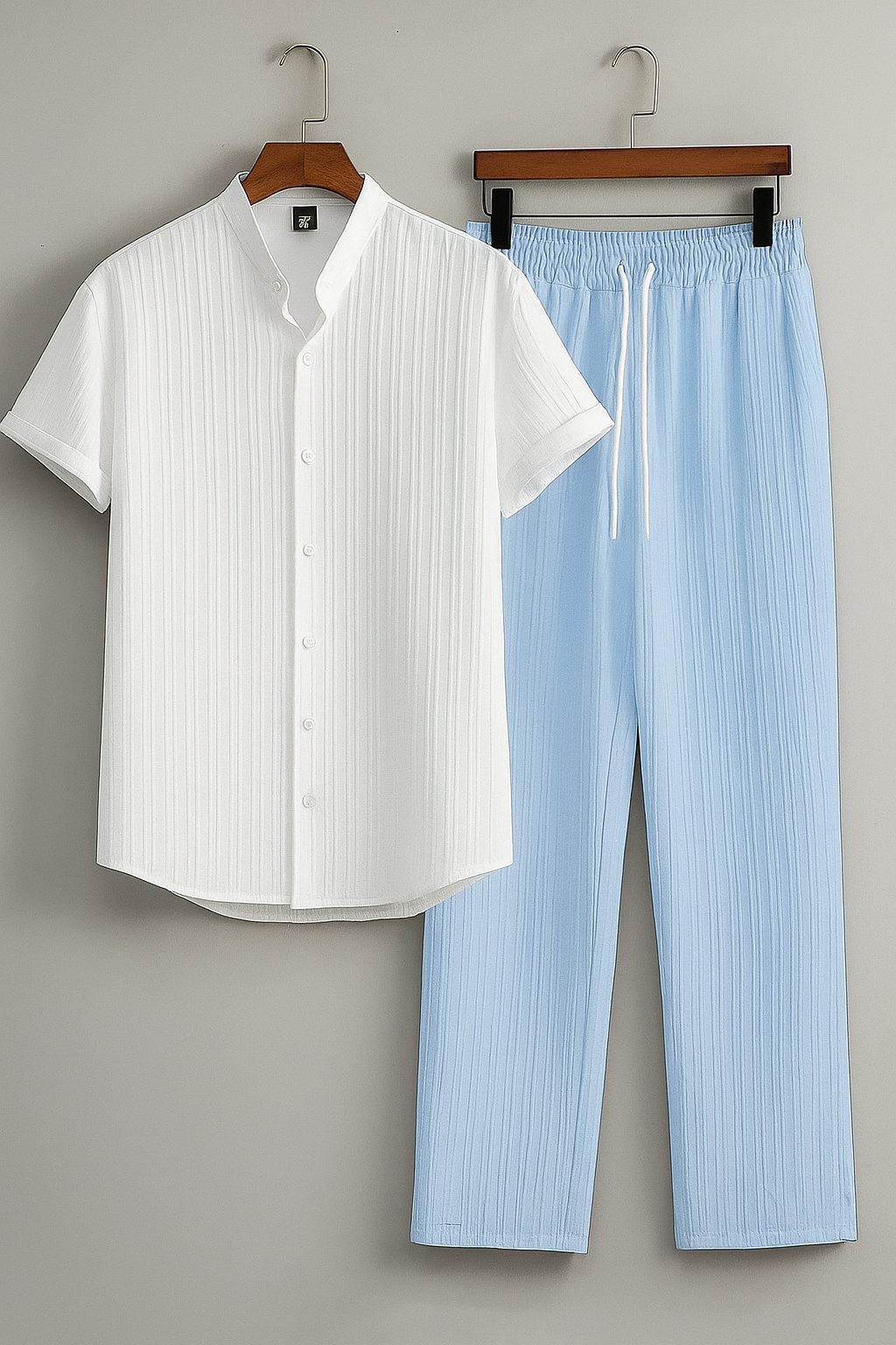 Premium White shirt & Sky Blue track Pent Co-ords set For Man -Lafabrila